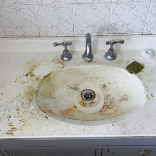 Before bathroom sink cleaning